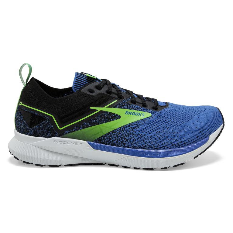 Brooks Ricochet 3 Lightweight Men's Road Running Shoes - India Ink/Blue/Green Gecko (69423-FNKD)